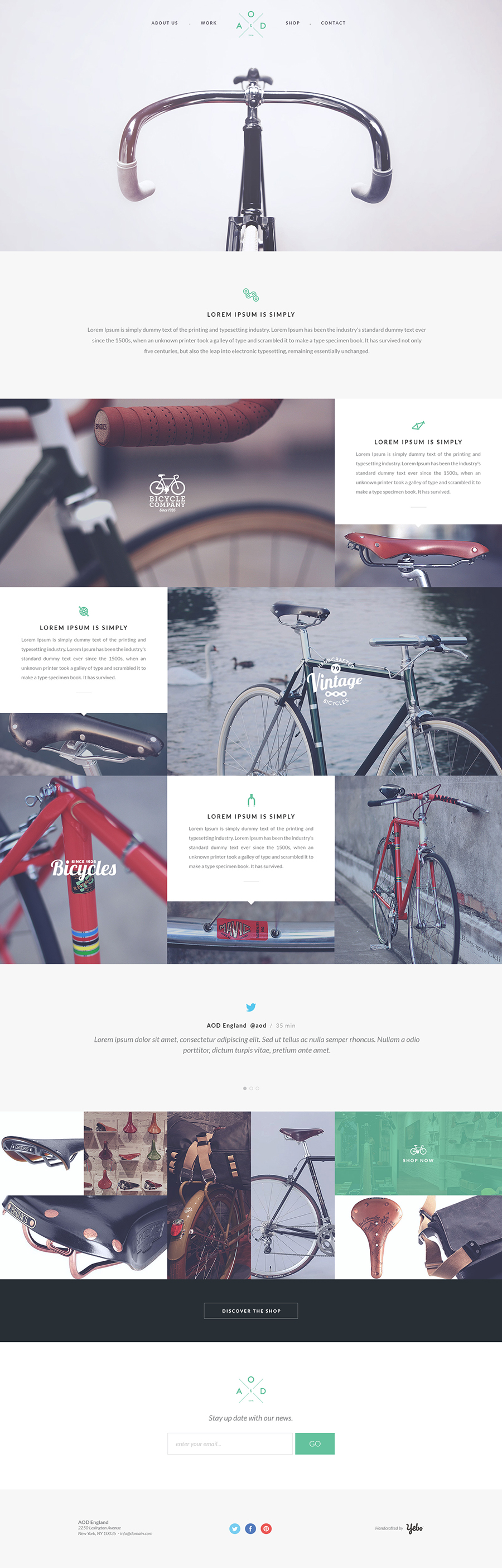 Bicycle. Free Onepage Photoshop Template by Yebo!